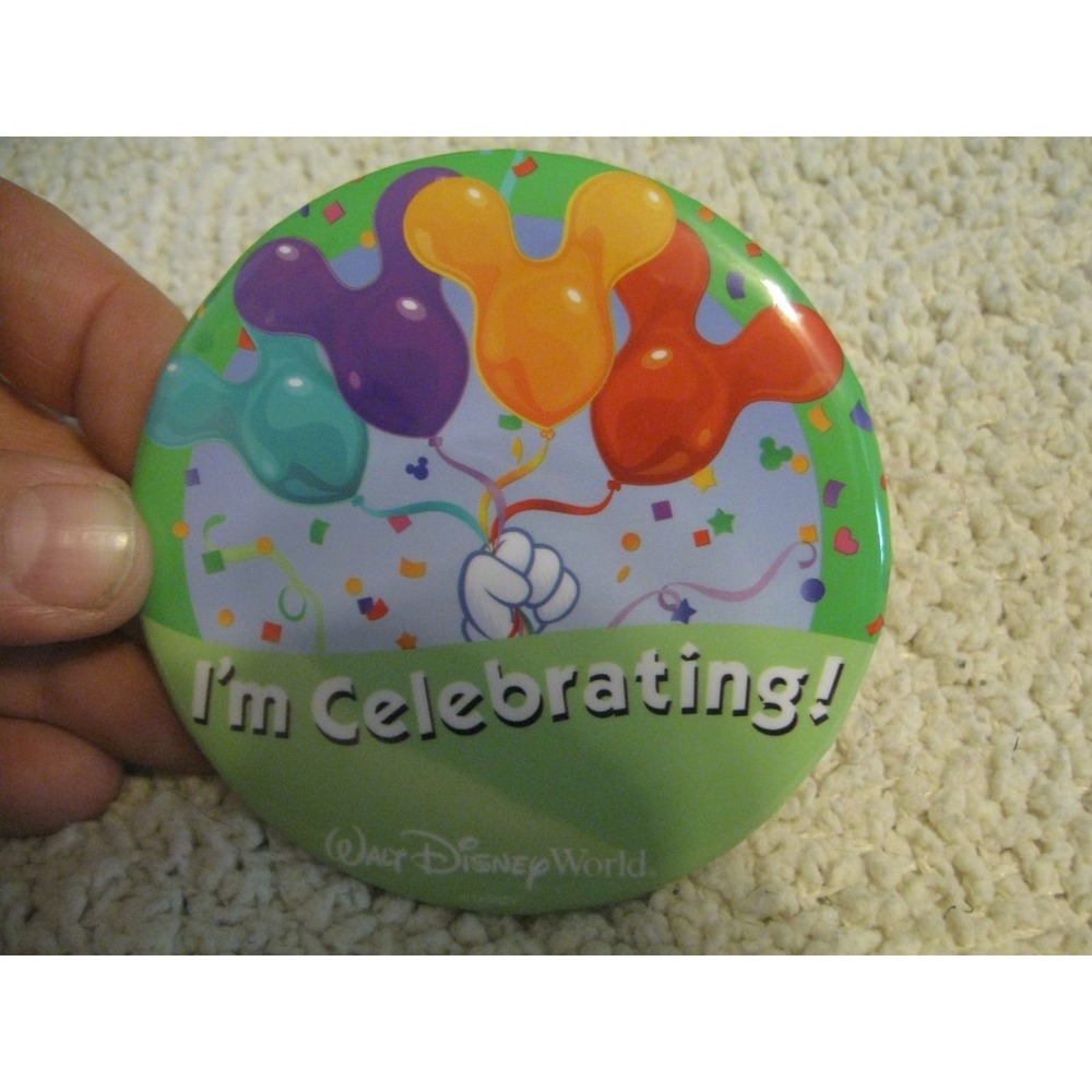 Walt Disney World I'm Celebrating Mickey Balloon Buttons Set of 4 Pinback Pins